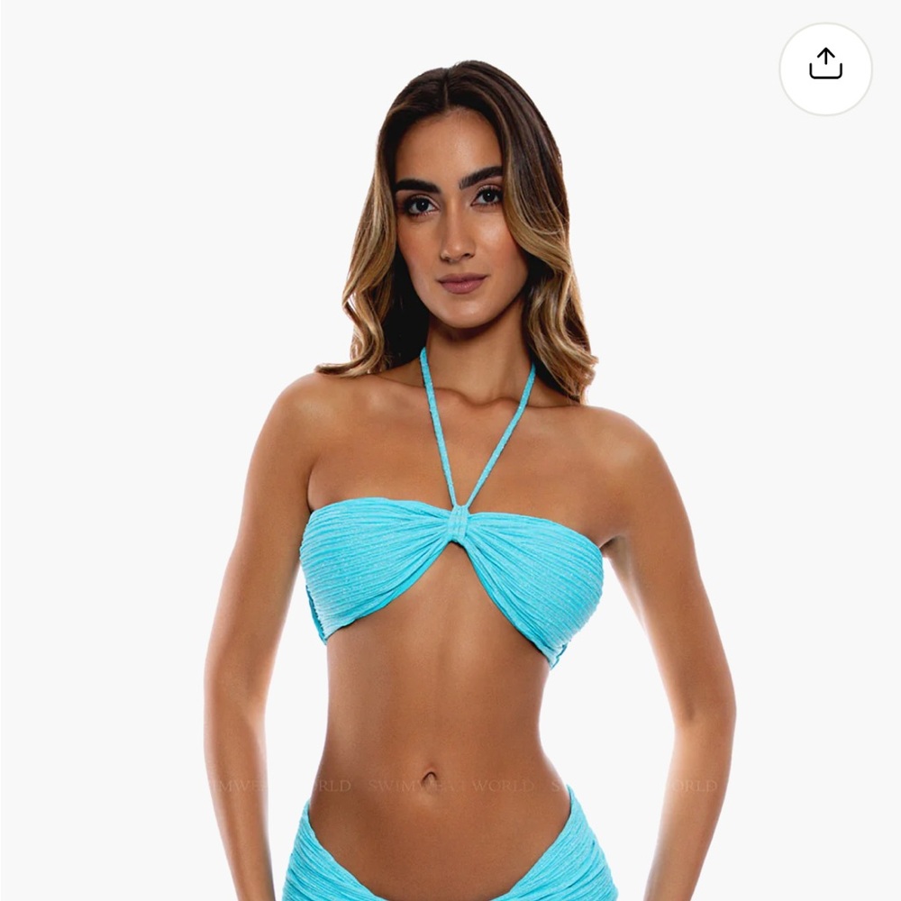 Luli Fama Textured Bandeau Bikini Top